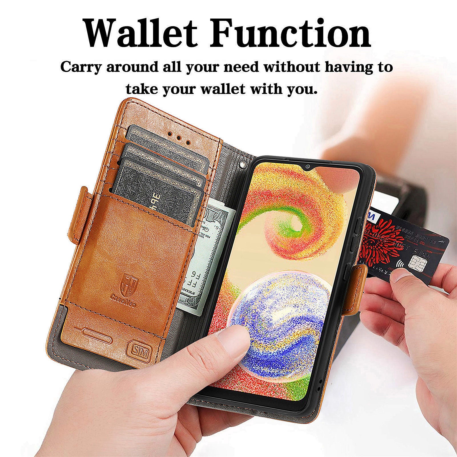 CASENEO 002 Series for Samsung Galaxy A04 4G (164.4 x 76.3 x 9.1 mm) RFID Blocking Wallet Phone Case PU Leather Stand Business Splicing Cover CASENEO 002 Series for Samsung Galaxy A04 4G (164.4 x 76.3 x 9.1 mm) RFID Blocking Wallet Phone Case PU Leather Stand Business Splicing Cover